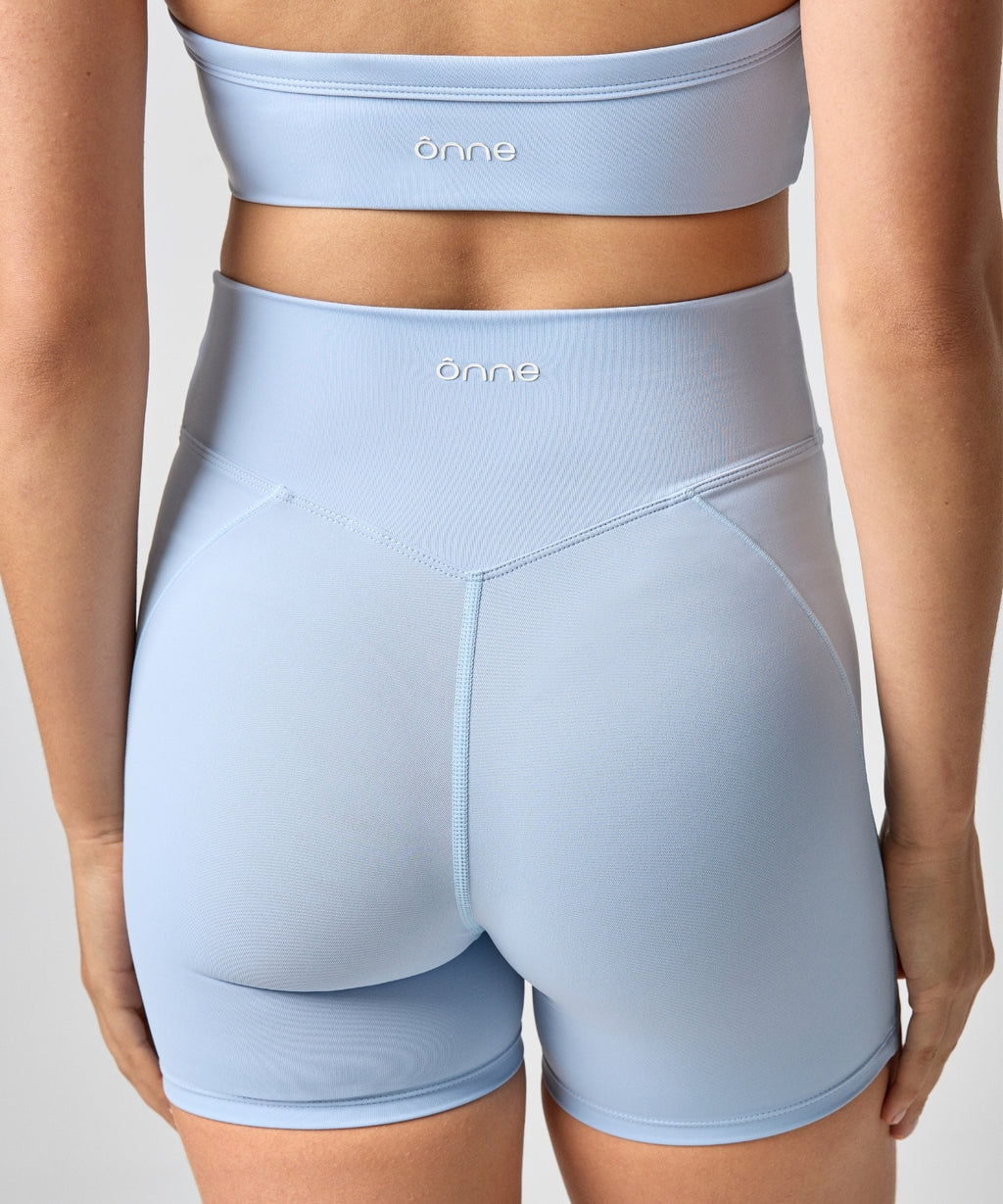 Bali Short in Sunny Mountain Blue, back view, ÔNNE activewear