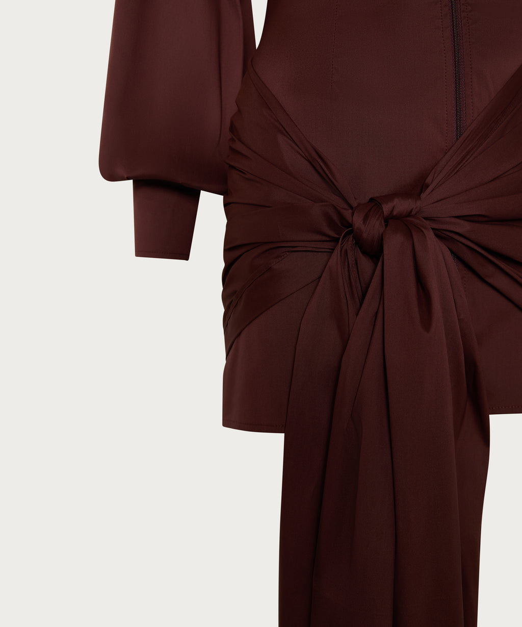The Tied Front Mini Dress Burgundy