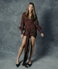 The Tied Front Mini Dress Burgundy