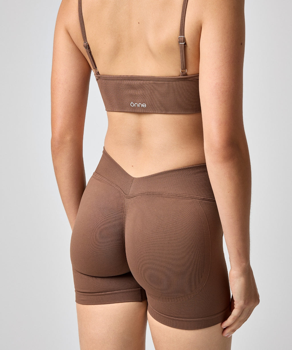 Elise Top in Brown, back view, ÔNNE activewear