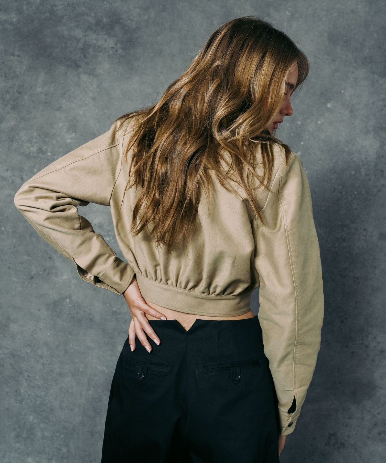 The Cropped Bomber Jacket Camel
