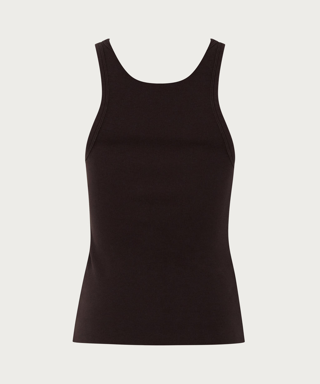 The Ribbed Fitted Tank Brown