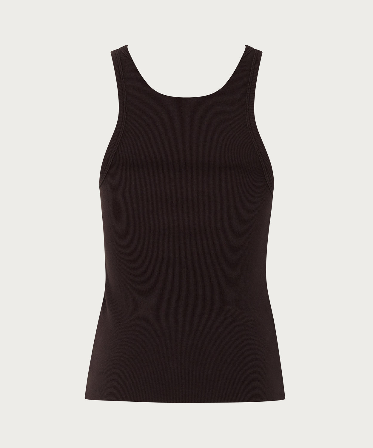 The Ribbed Fitted Tank Brown