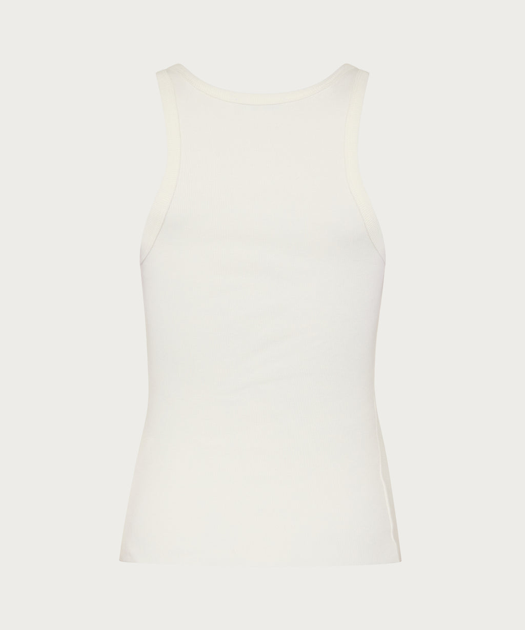 The Ribbed Fitted Tank White