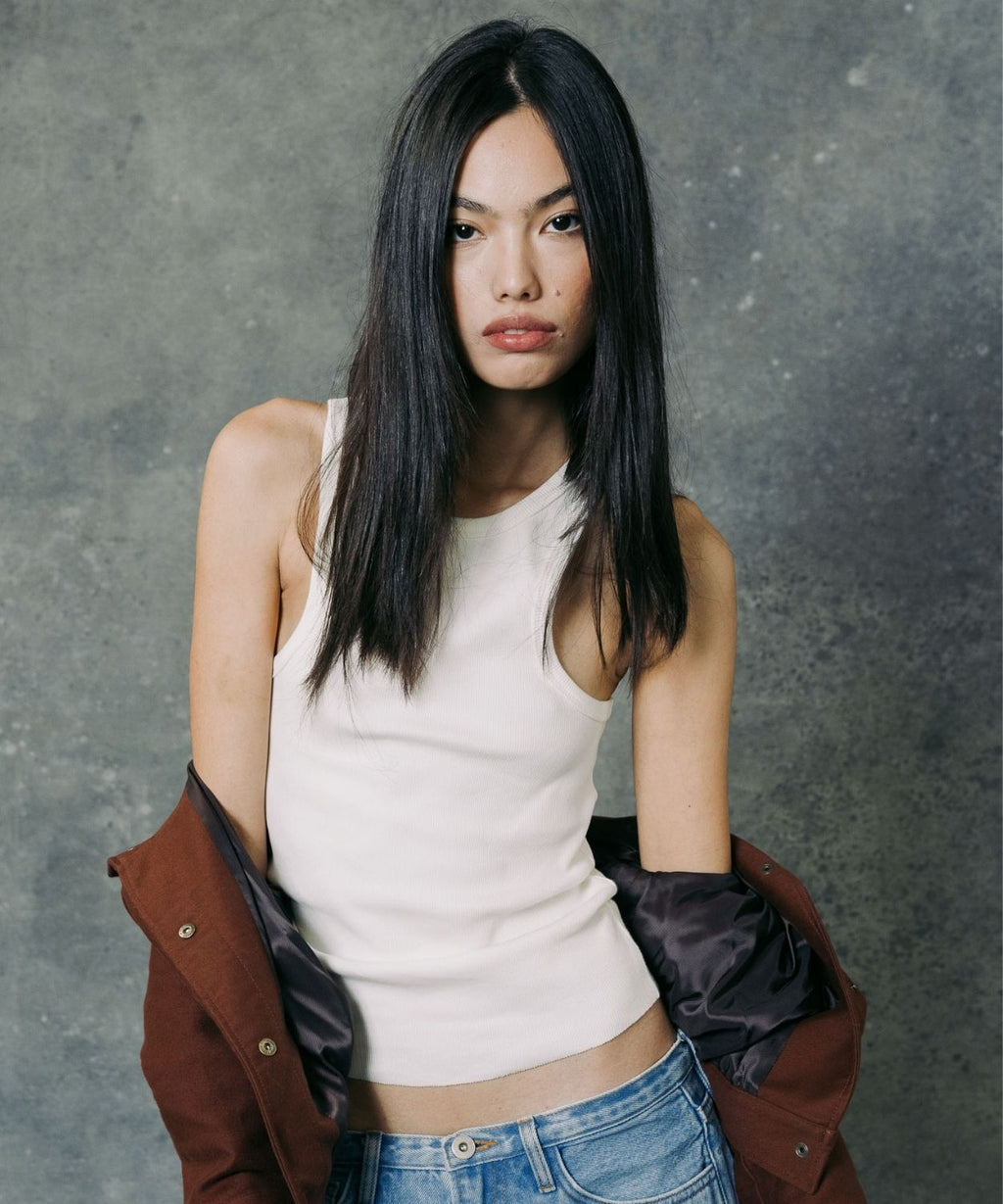 The Ribbed Fitted Tank White