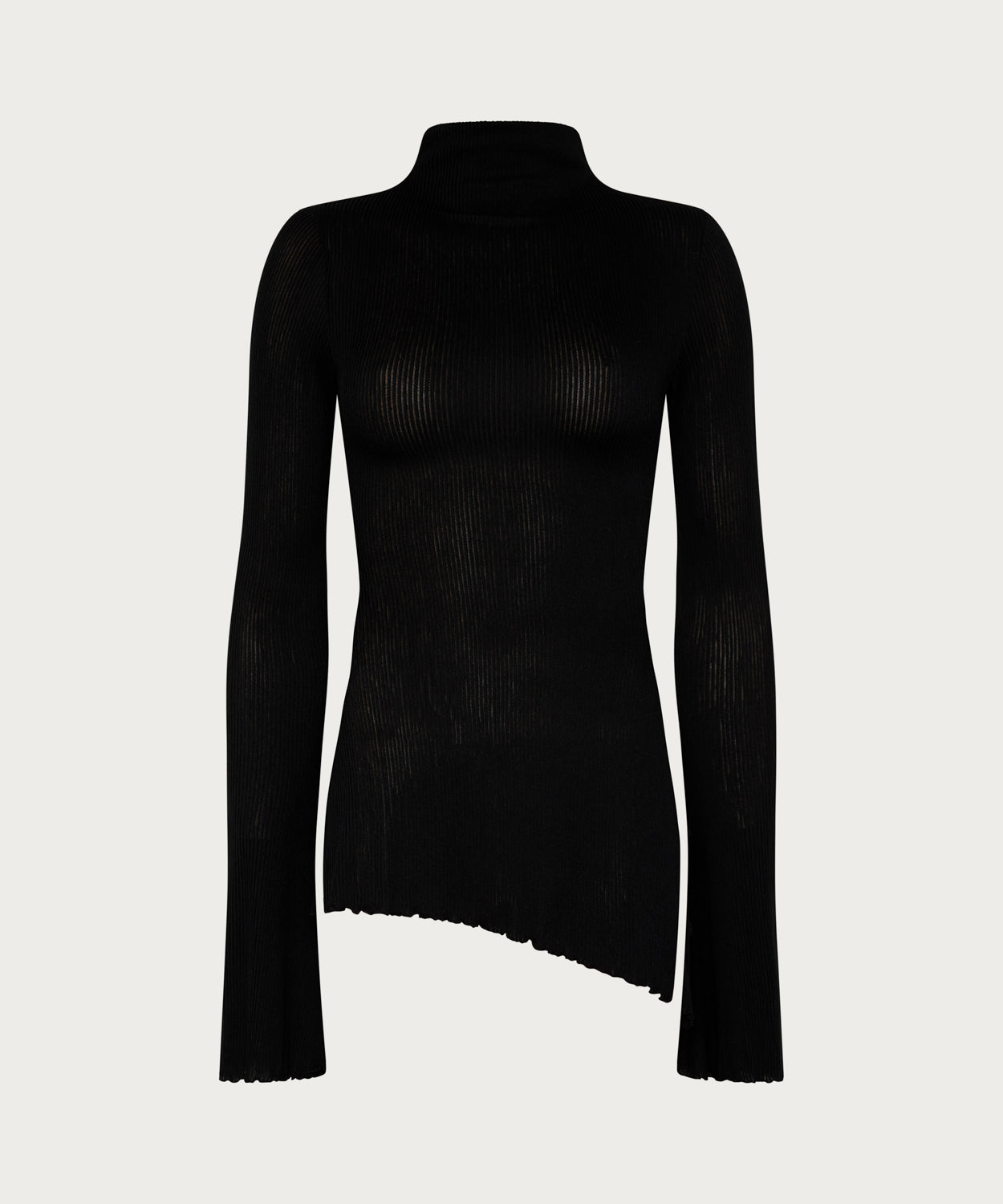 The Asymmetric Ribbed Top Black