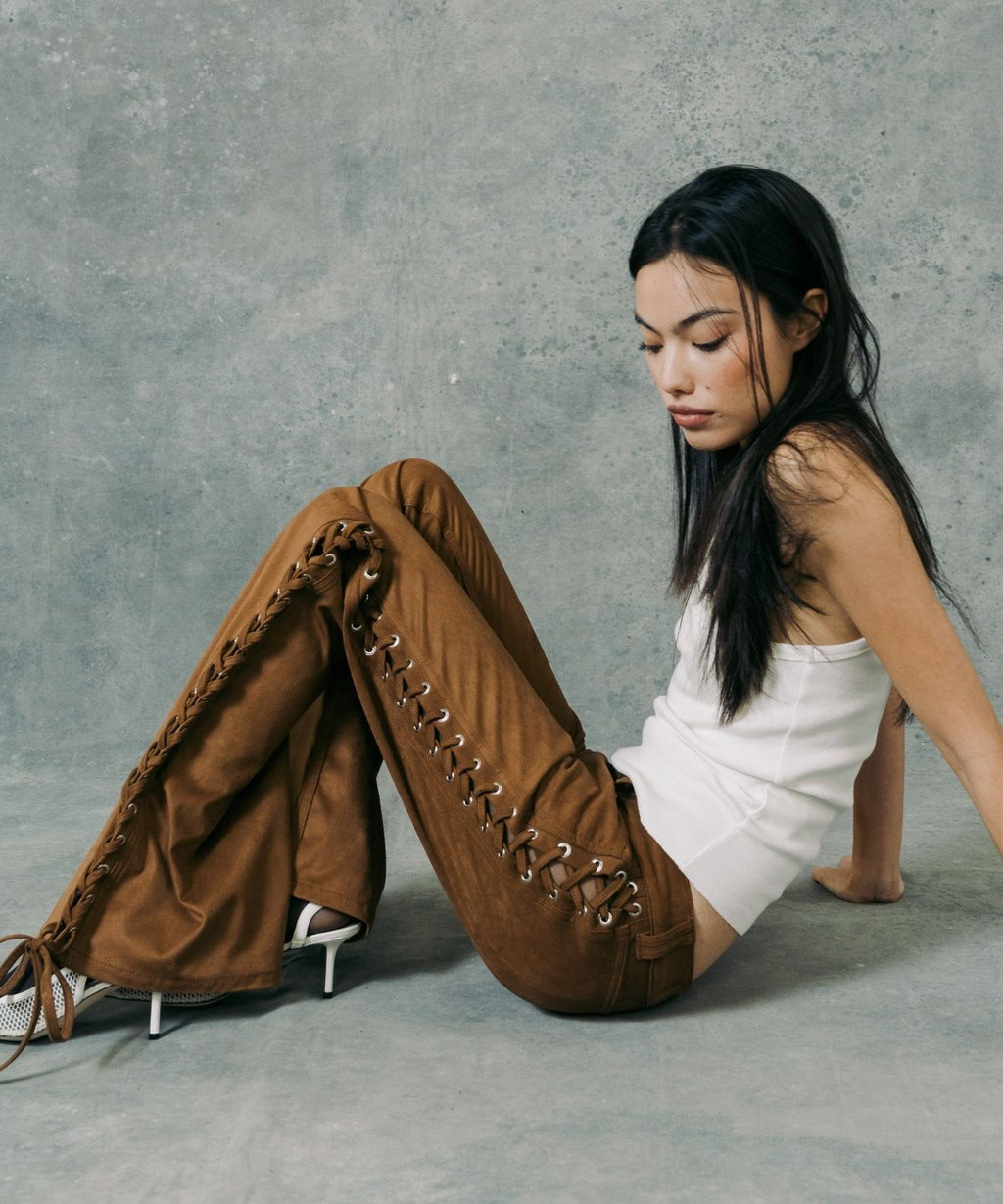 The Lace Up Suede Trouser