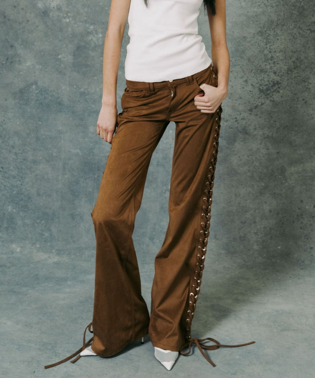 The Lace Up Suede Trouser