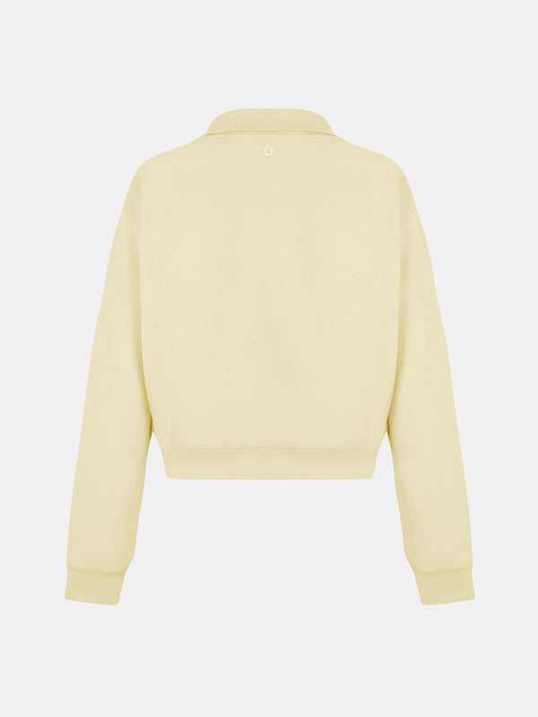 Alma Jacket in Creamy Yellow, silhouette, back, ÔNNE activewear