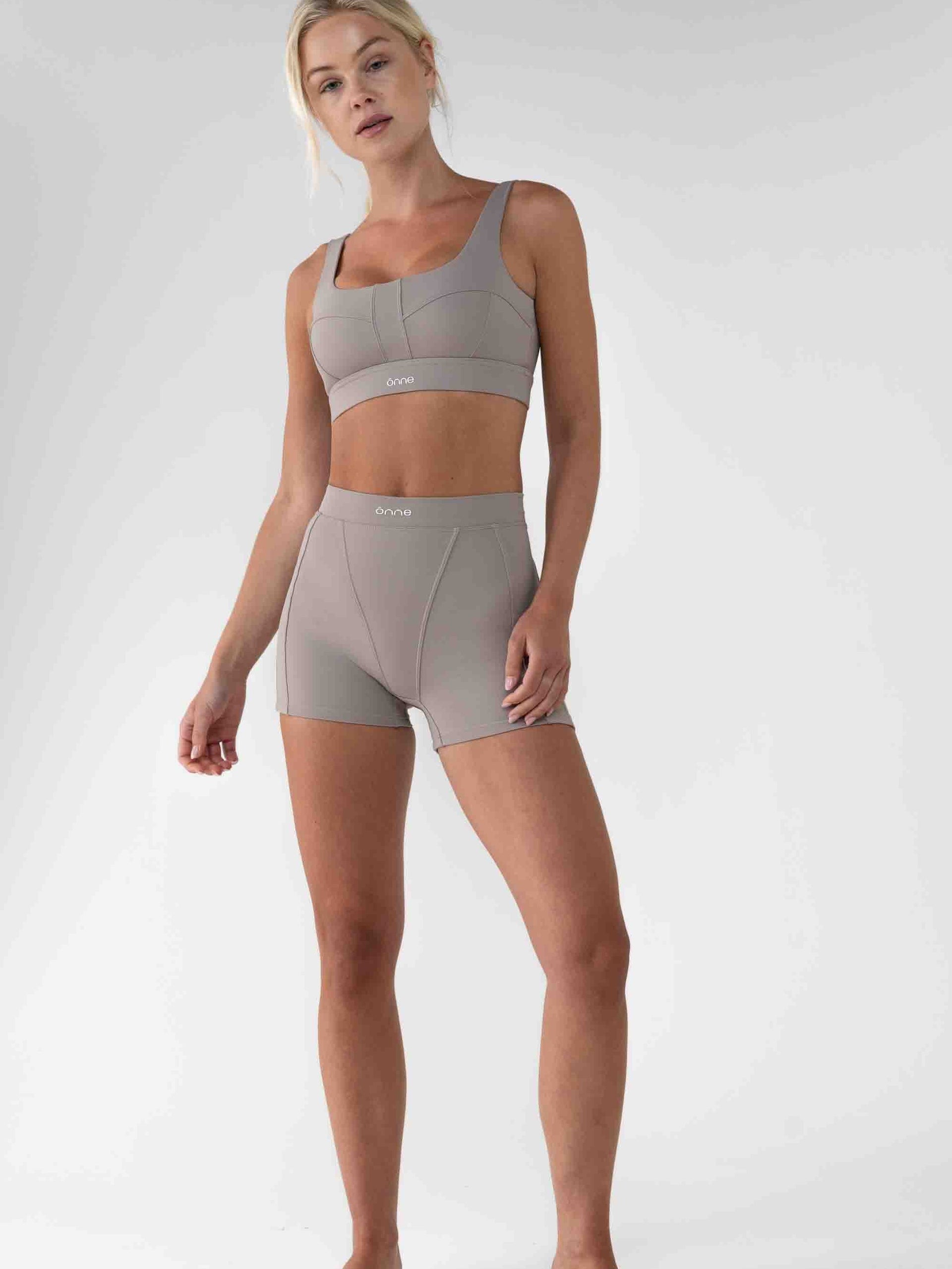 Cinder Shorts in Camel Gray, ÔNNE activewear
