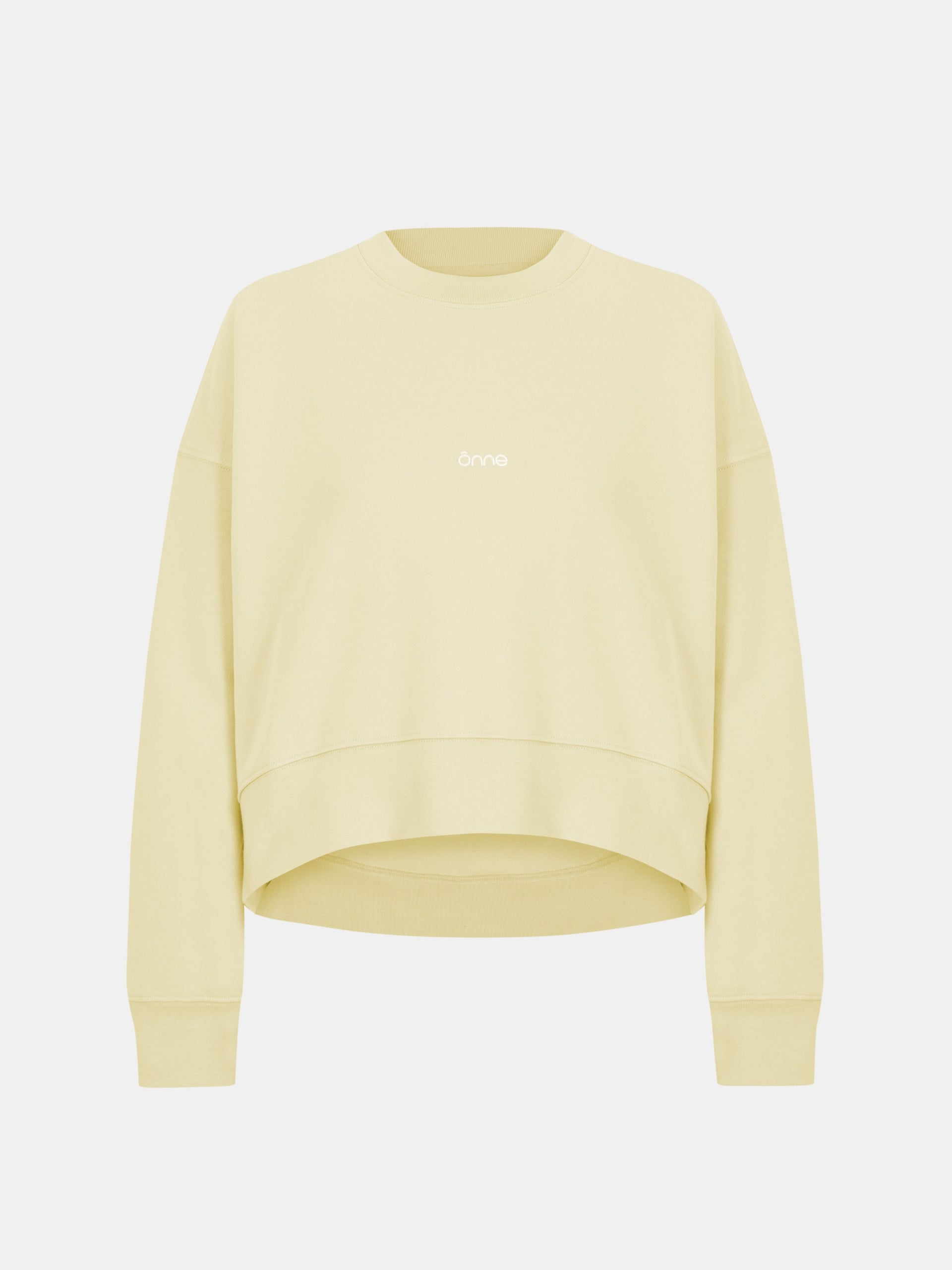 Elara Hoodie Baggy in Creamy Yellow, silhouette, front, ÔNNE activewear