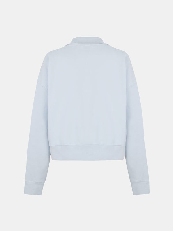 Luma Hoodie Half in Water Blue, silhouette, back, ÔNNE activewear
