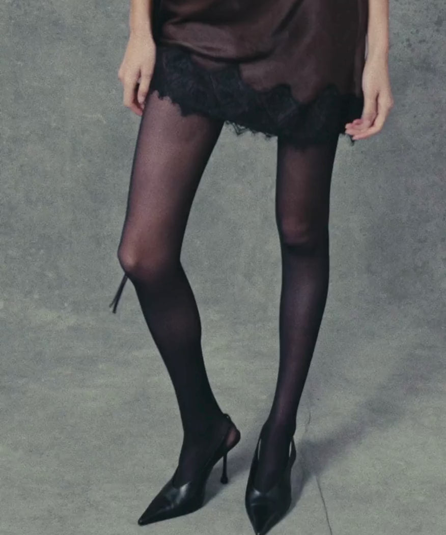 The Satin Mini Slip Dress Brown