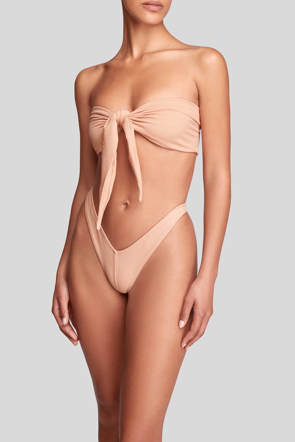 Kaia Top in Nude, front view, ÔNNE swimwear