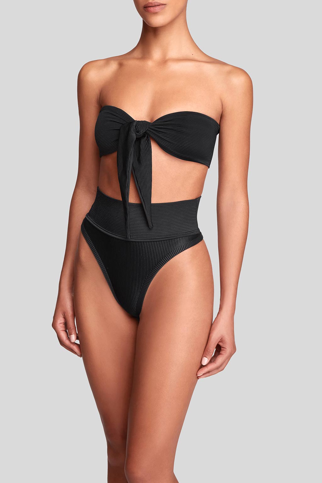 Kaia Top in Black, front view, ÔNNE swimwear