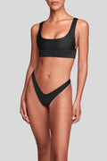 Kuria Bottom Rib in Black, front view, ÔNNE swimwear