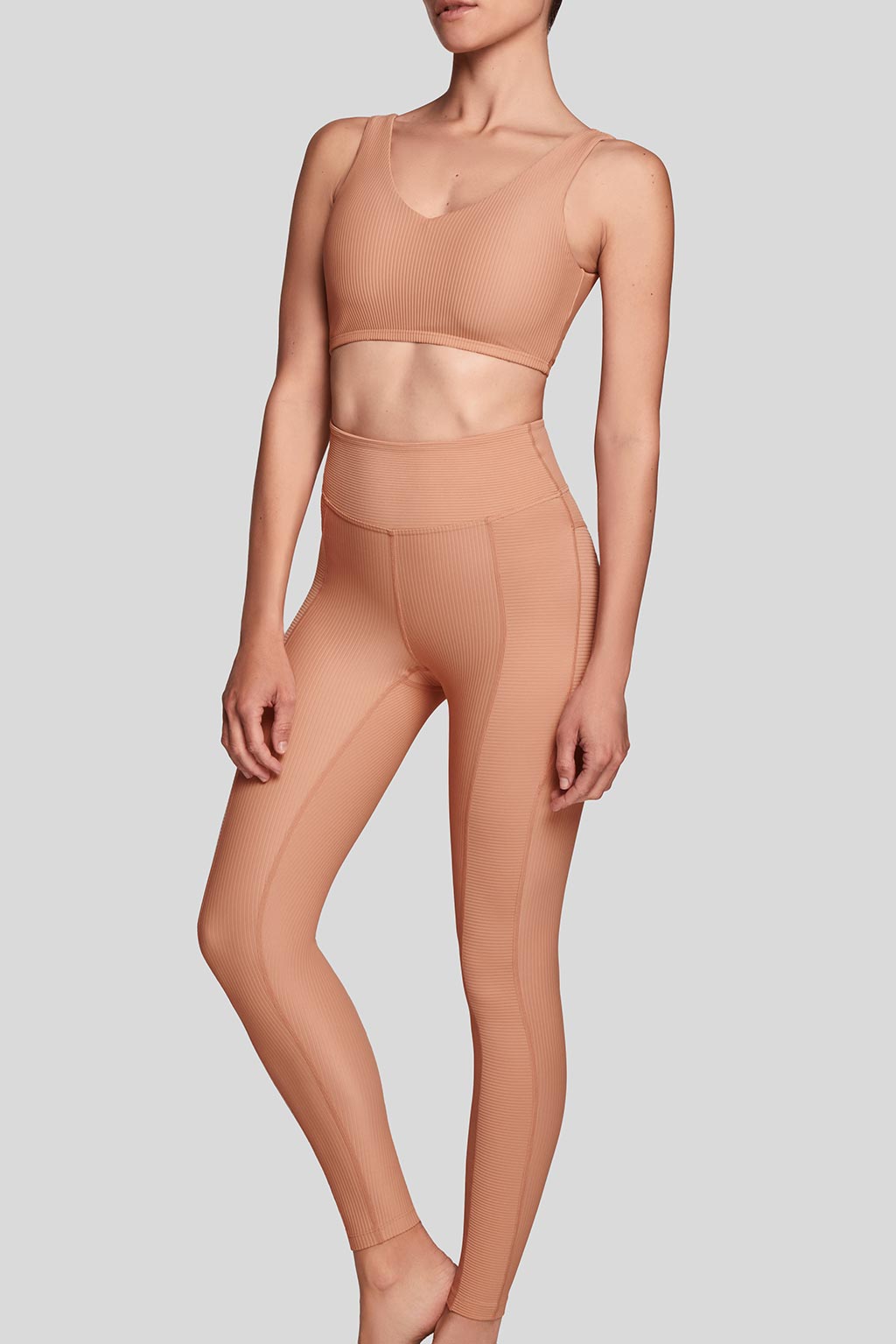 Zoe Leggings in Nude, front view, ÔNNE activewear