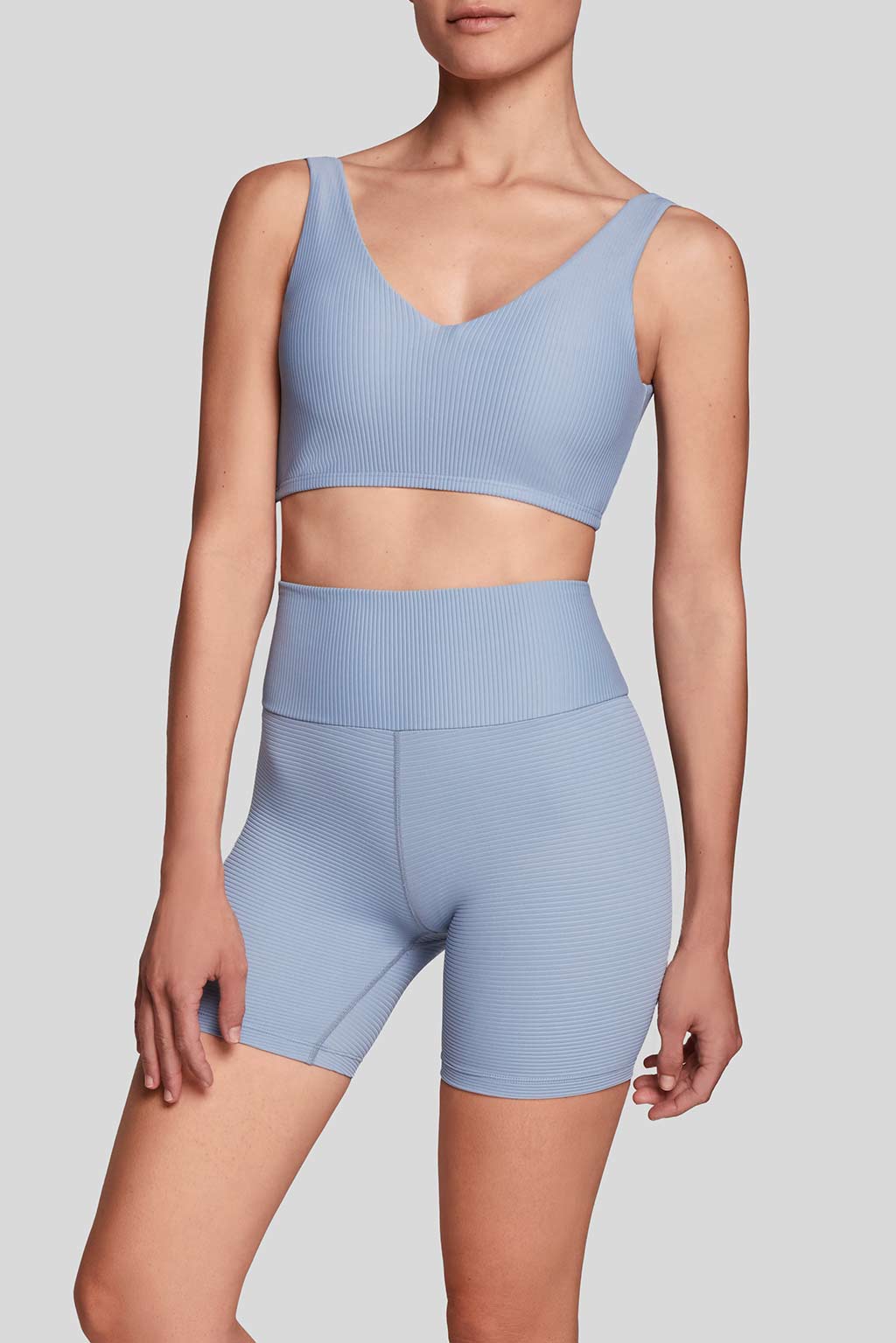 Ady Top in Grey Blue, front view, ÔNNE activewear